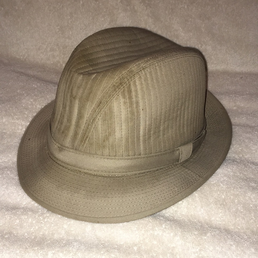 Vintage Kensington by Stetson XL poly cotton blend khaki rain cap Homburg hat